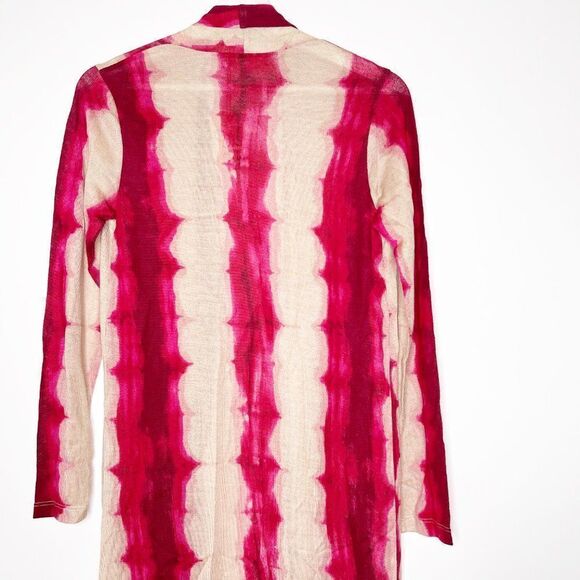 JOHNNY WAS Pink Tie Dye Silk Blend Cardigan - Picture 9 of 12